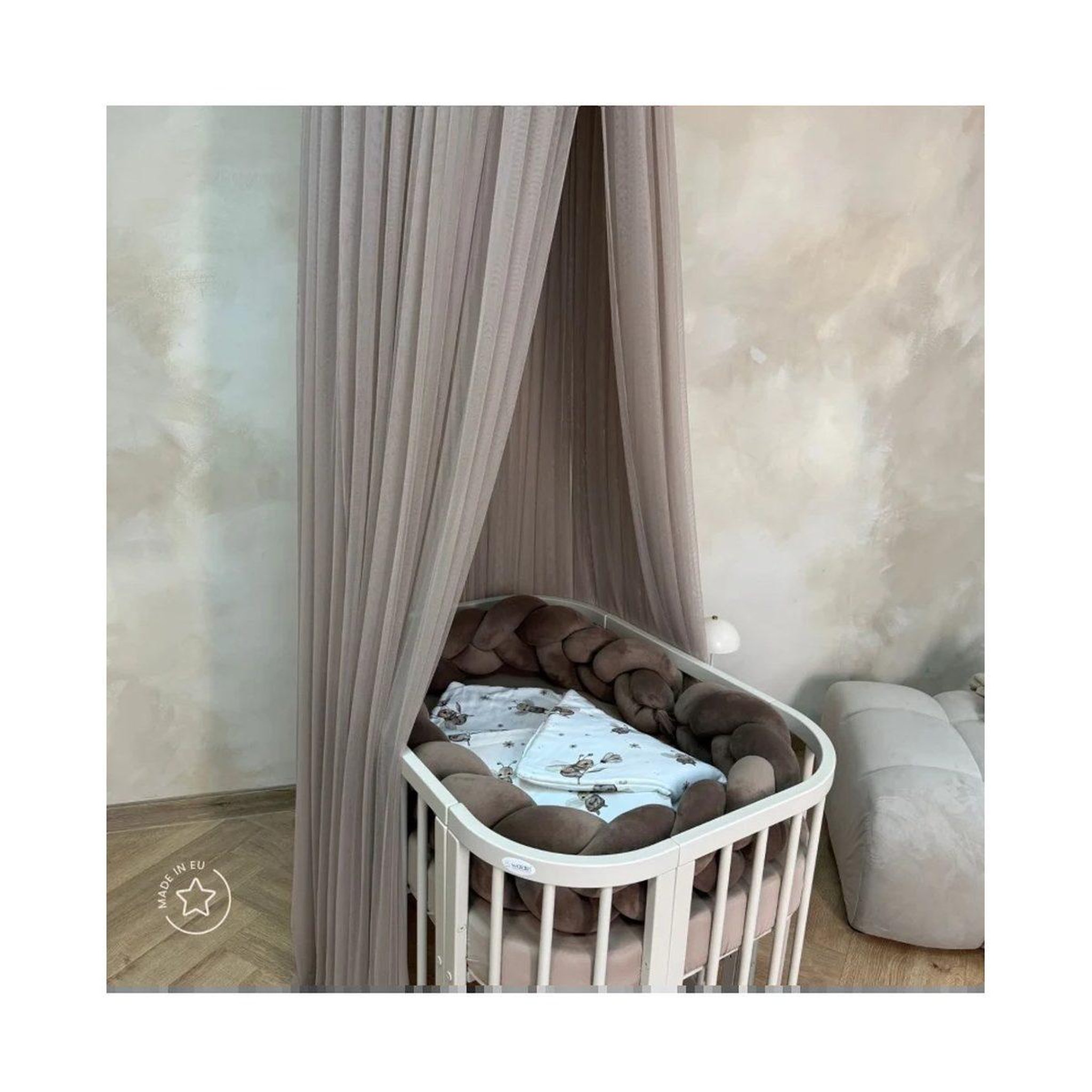 Voir la diapositive 2 : WALDIN Ciel de lit en tulle à fixer au plafond - taupe