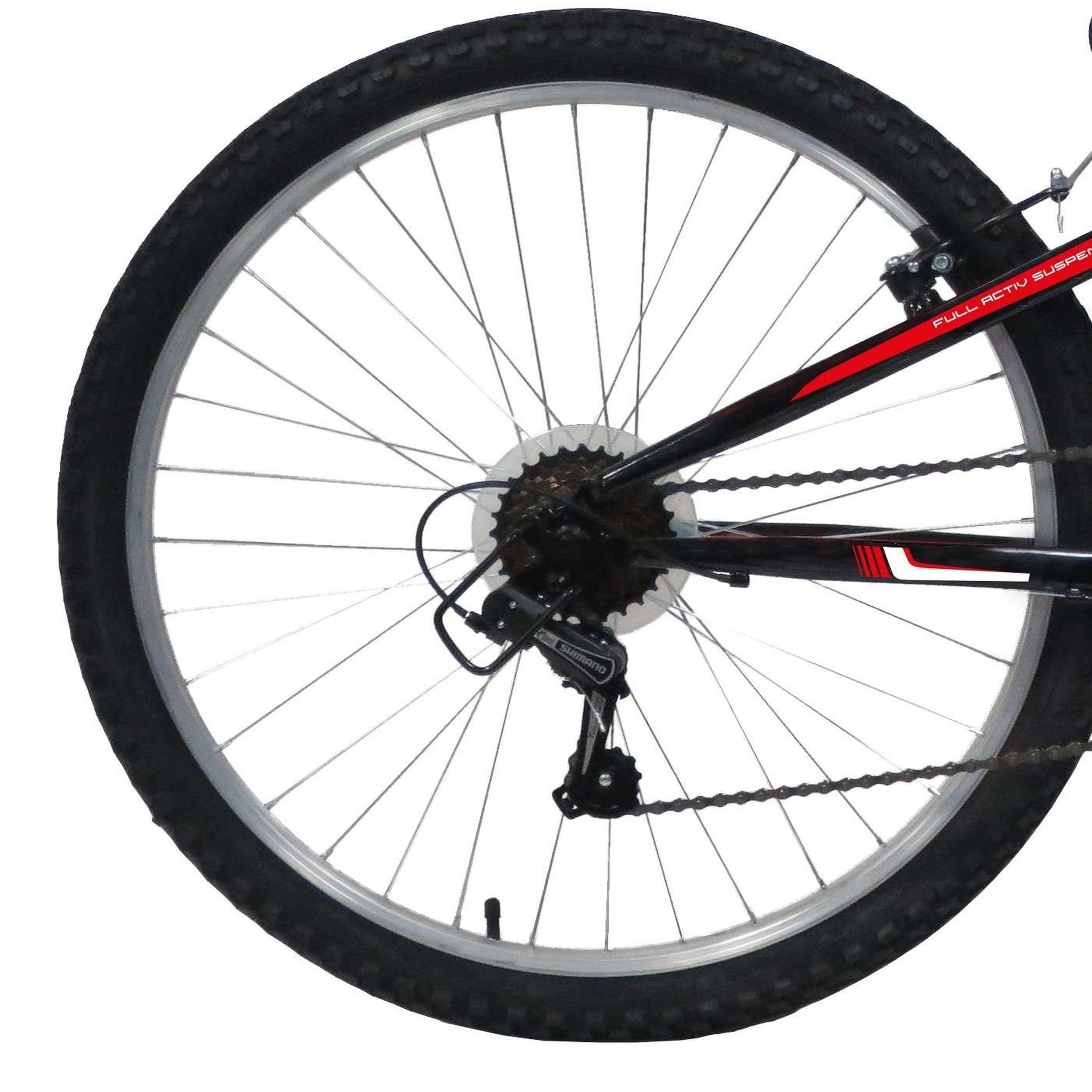 Voir la diapositive 2 : FREERIDER Vélo VTT 26'' - Modèle Tout Suspendu Freerider  - Cadre Acier - 18 Vitesses - Dérailleur arrière Shimano TY21 - Freins V-Brake - Fourche télescopique