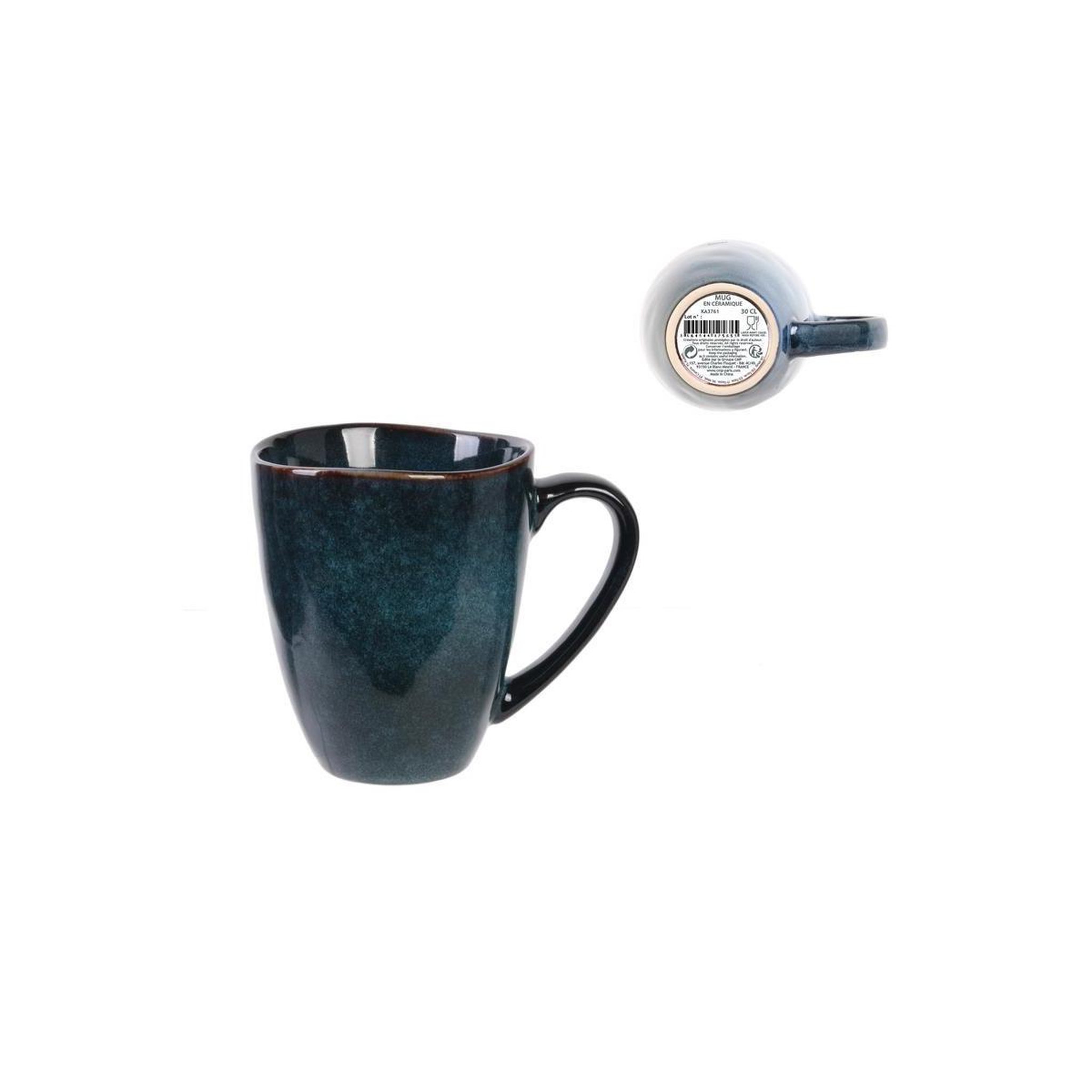 Voir la diapositive 4 : The Home Deco Factory Lot de 6 mugs  au grès du temps  12cm bleu
