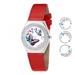 SC CRYSTAL Montre Alysson papillon à mouvement tournant SC Crystal ornée de Cristaux scintillants