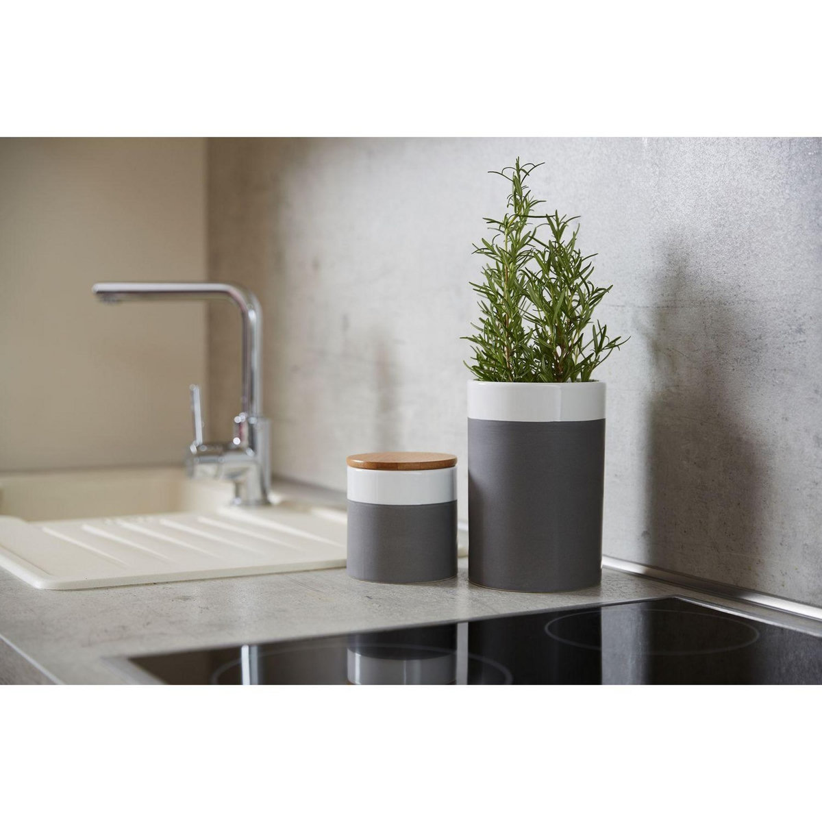 Wenko Boîte de conservation aliment design Malta - 0,95 L - Gris et blanc