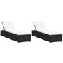 Voir la diapositive 1 : VIDAXL Chaises longues avec coussins lot de 2 Resine tressee Noir