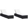 Voir la diapositive 1 : VIDAXL Chaises longues avec coussins lot de 2 Resine tressee Noir