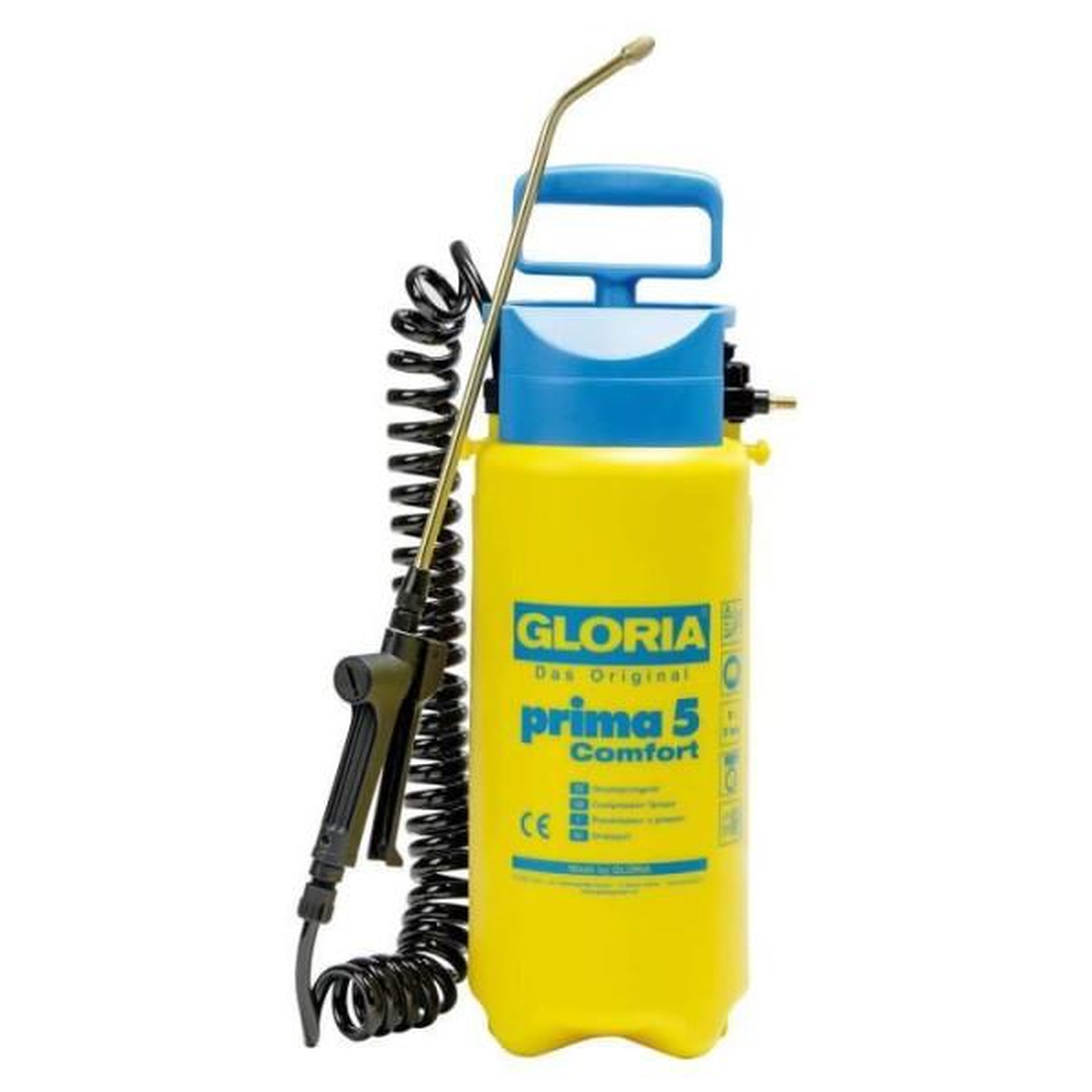 Voir la diapositive 3 : NO BRAND Pulvérisateur a pression gloria prima 5 comfort - 5l, lance et buse laiton, tuyau a spirales 2,50m