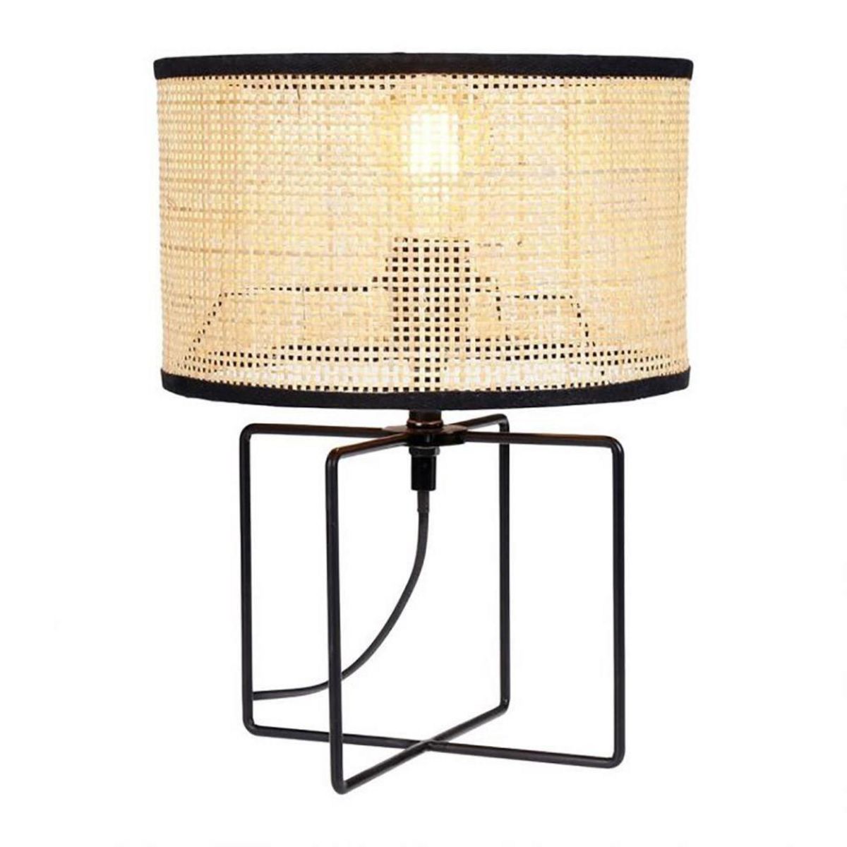 OSTARIA Lampe métal rotin Yuca noir