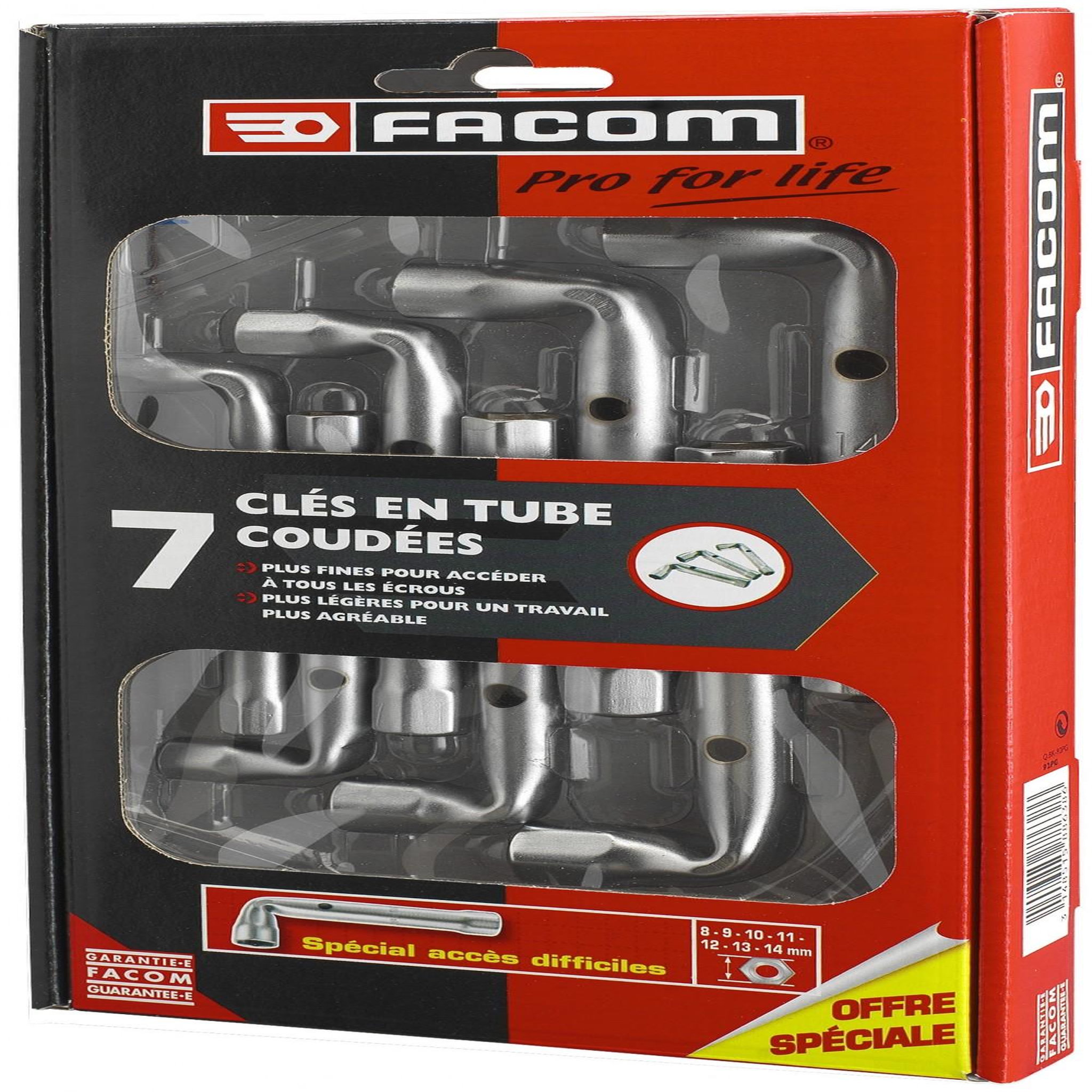 FACOM Lot de 7 clés à tube coudées en acier forgé FACOM 92 PG