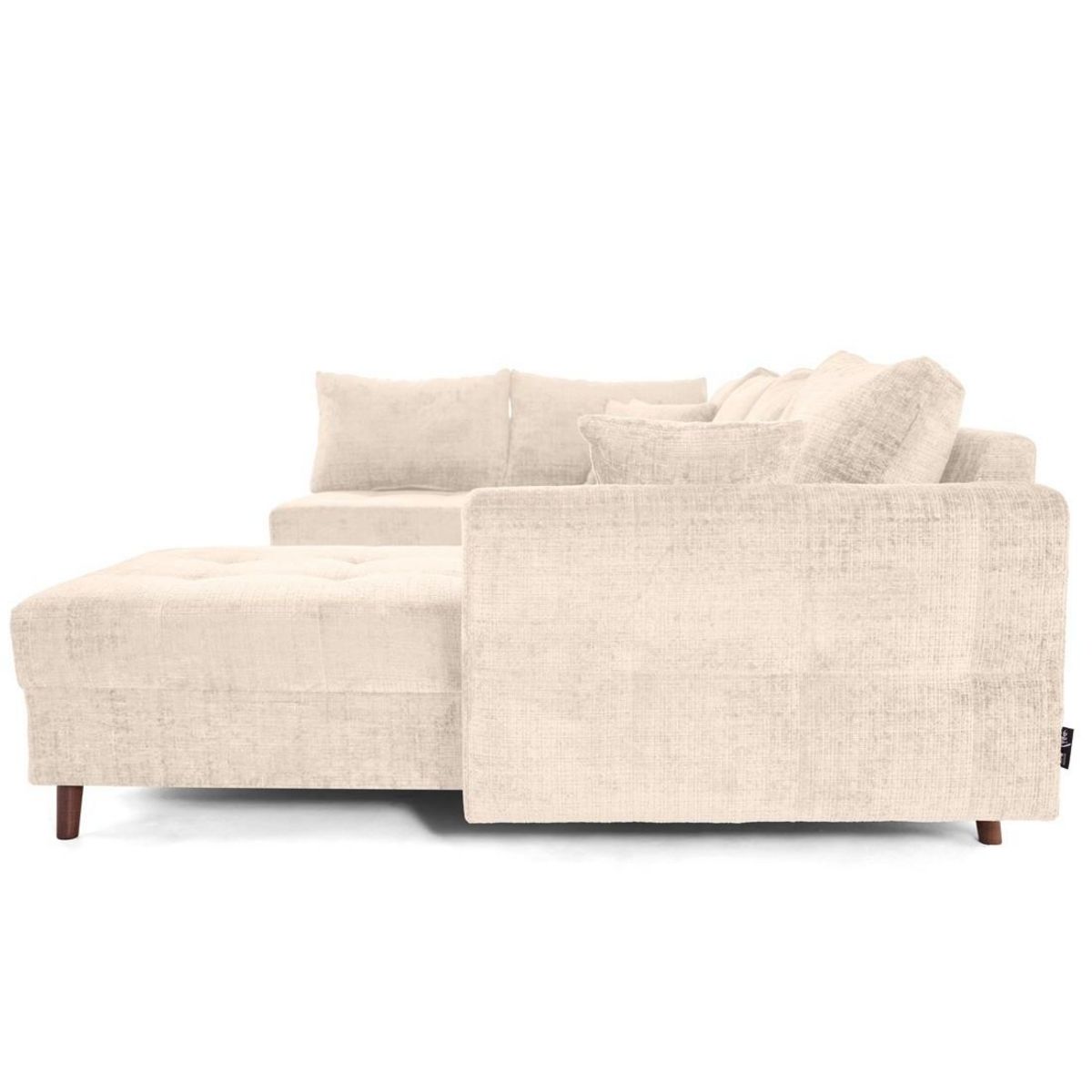 LISA DESIGN Rune - canapé panoramique d'angle gauche 7 places en velours texturé