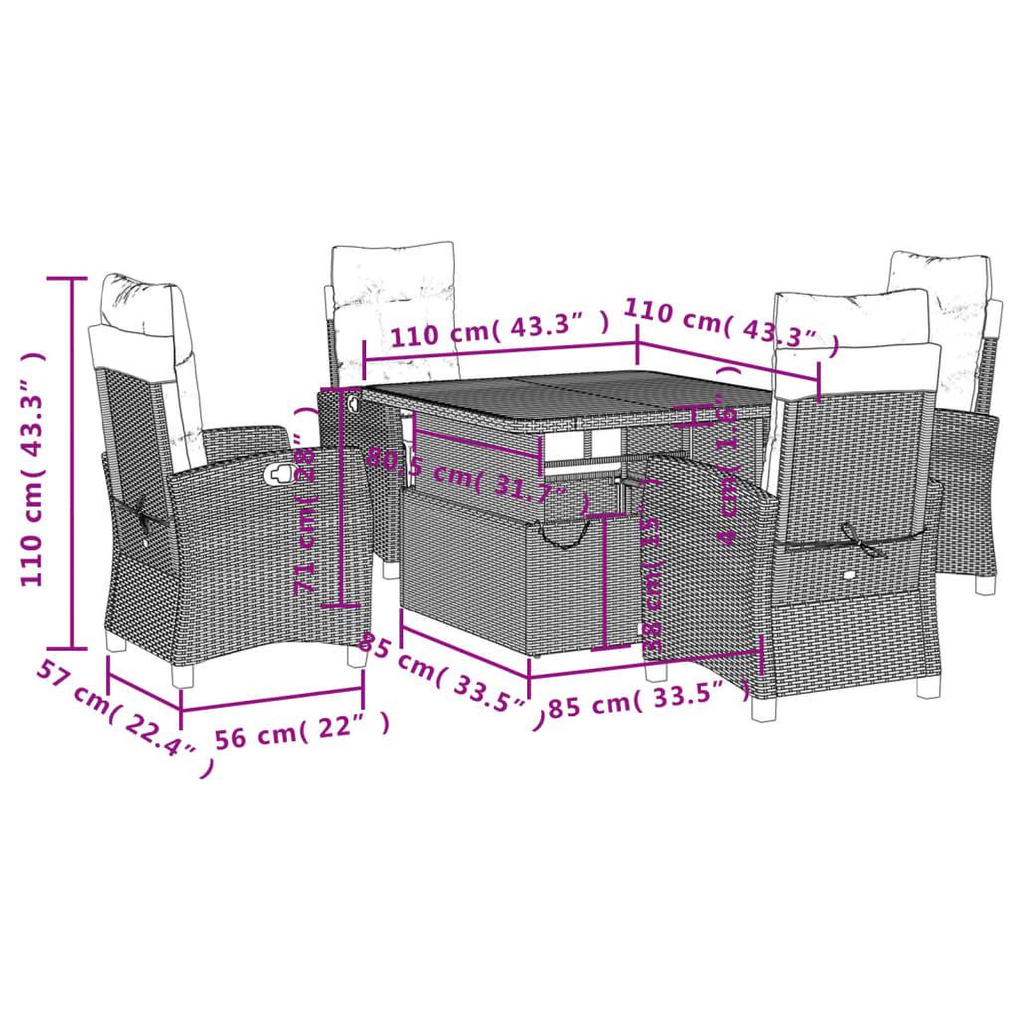Voir la diapositive 6 : VIDAXL Ensemble a manger de jardin avec coussins 5pcs Beige poly rotin