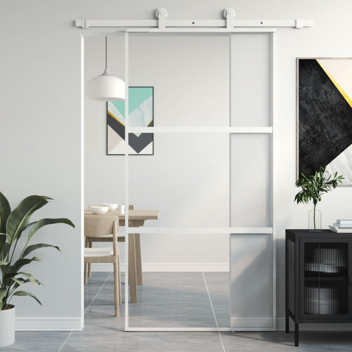 VIDAXL Porte coulissante blanc 102,5x205 cm verre trempe aluminium