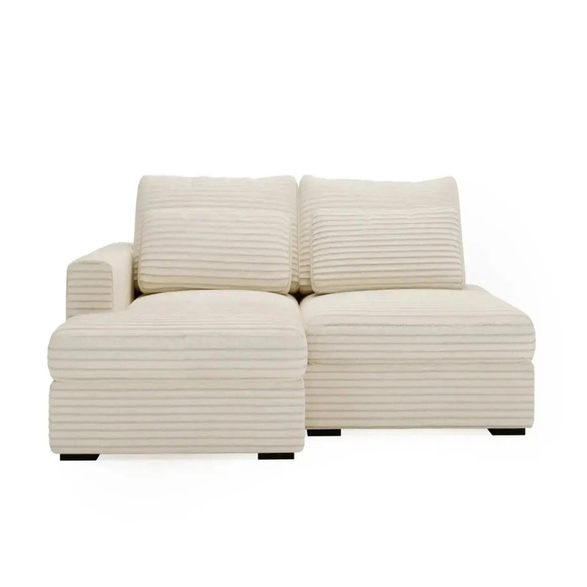 CASANOVA PARIS Agathe - canapé d'angle convertible gros velours côtelé. Coloris disponibles : Vert, Orange, Gris, Beige, Bleu, Marron
