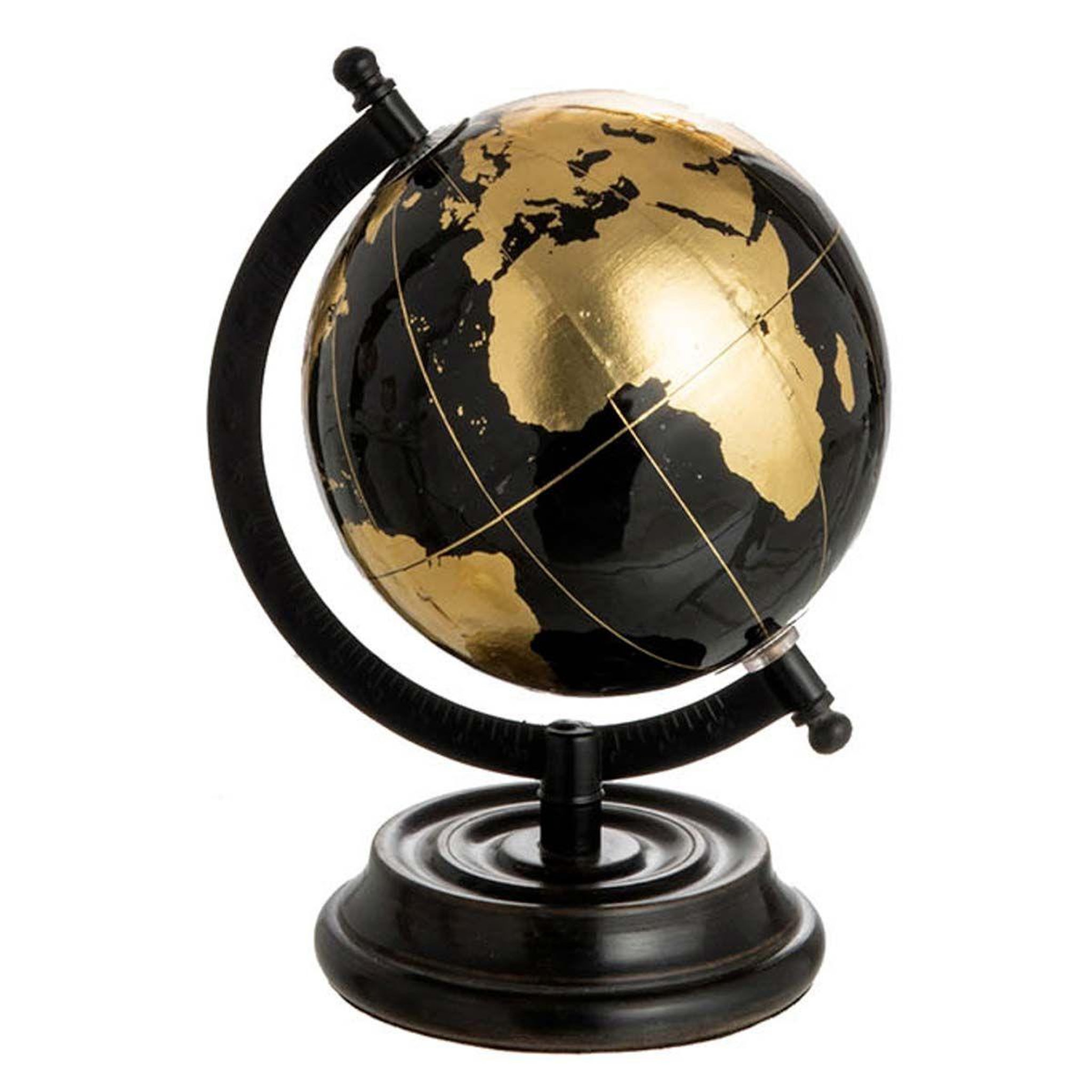 J-LINE Globe sur pied déco  bicolore  22cm noir & or