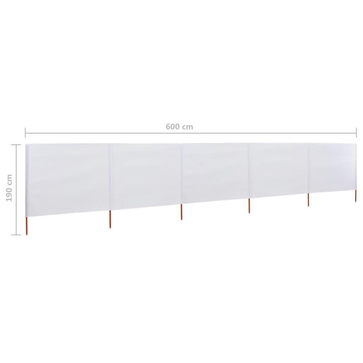 VIDAXL Paravent 5 panneaux Tissu 600 x 160 cm Blanc sable
