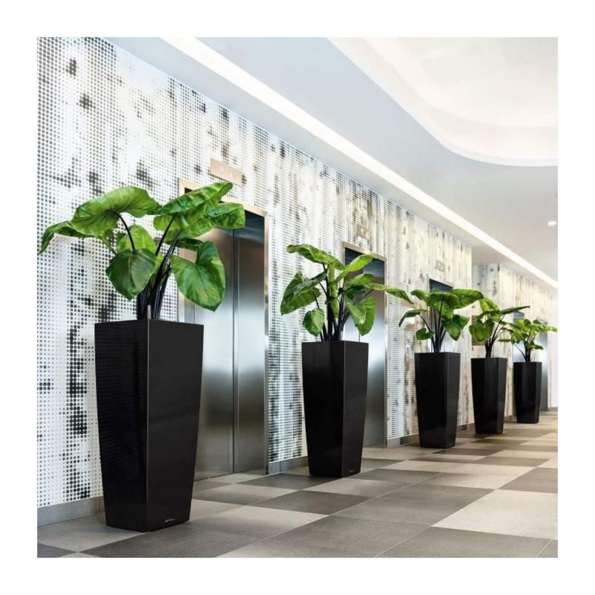 LECHUZA Cubico alto Premium 40 - Kit complet, argent métallisé 105 cm