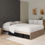 Voir la diapositive 2 : ID MARKET Cadre de lit double SALEM avec rangements et sommier 140 x 190 cm façon hêtre et noir