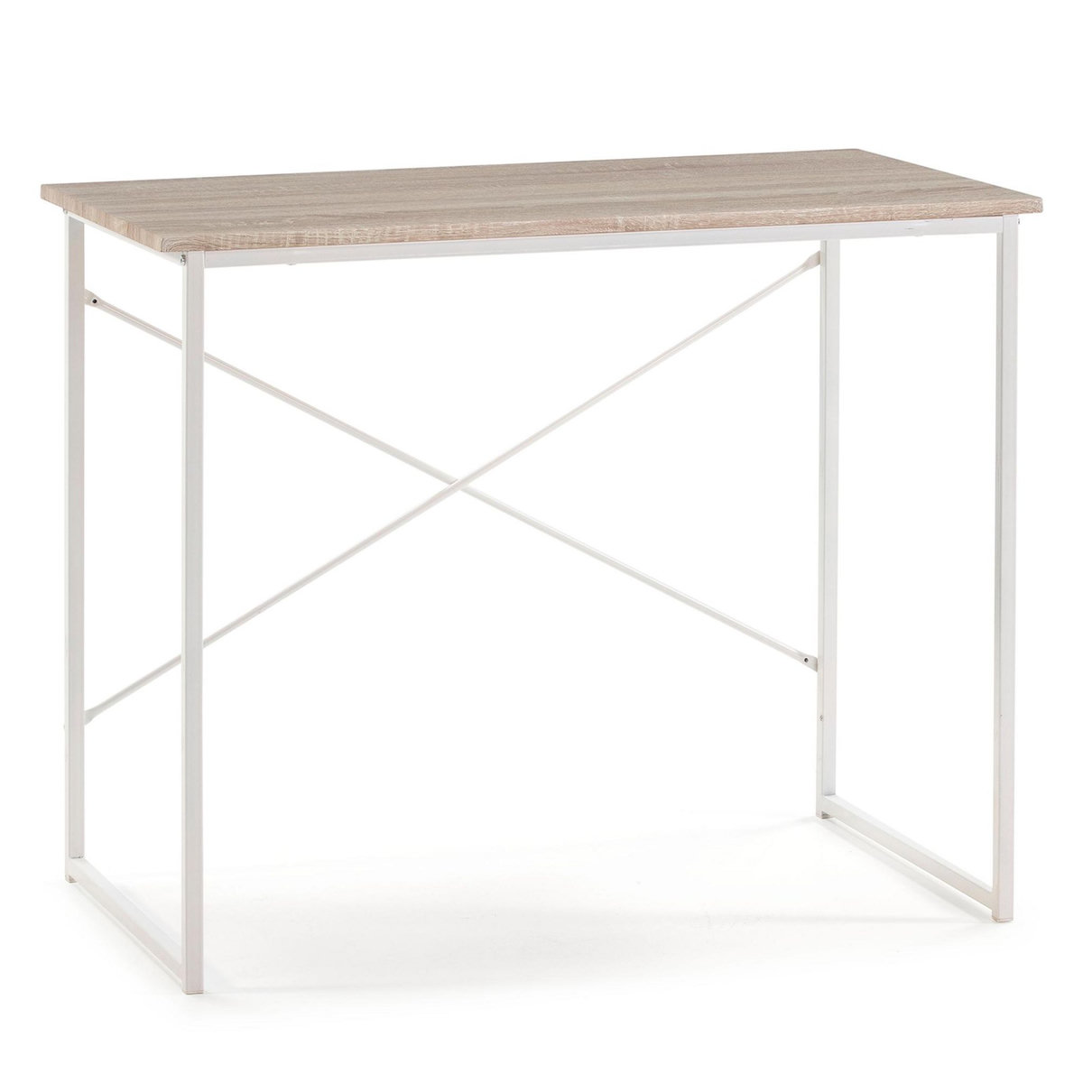 VS VENTA-STOCK Bureau Cáceres Blanc,Table pour PC, Style Industriel, 90 cm Longueur