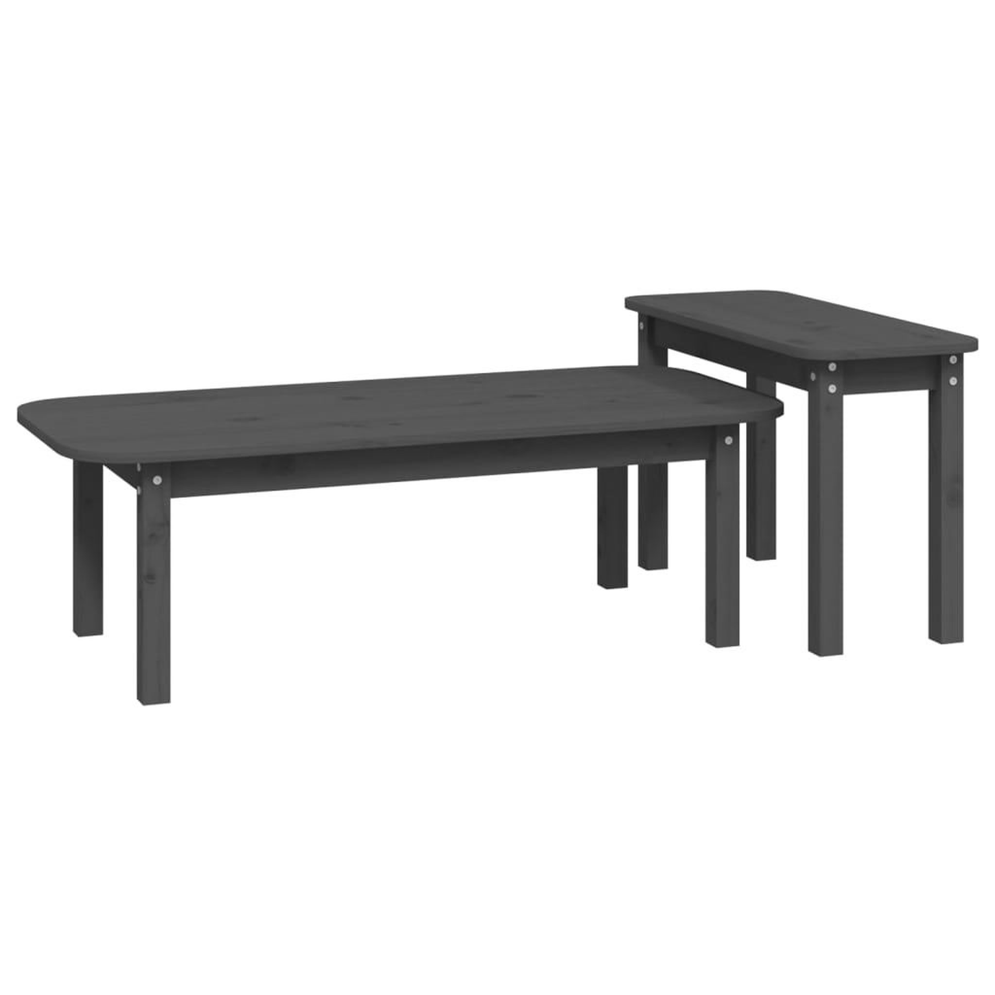 Voir la diapositive 5 : VIDAXL Ensemble de tables basses 2 pcs Gris Bois massif de pin