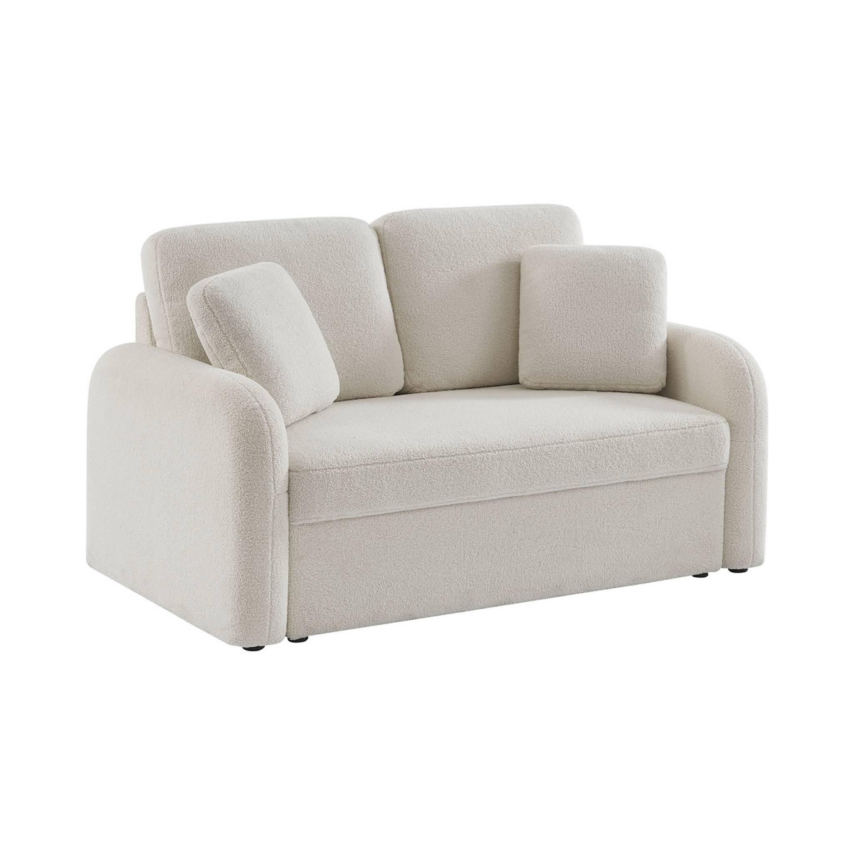 SWEEEK Canapé 2 places cosy rond. tissu bouclettes blanches. Milano. L 150 x P 85 x H 85cm