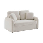 SWEEEK Canapé 2 places cosy rond. tissu bouclettes blanches. Milano. L 150 x P 85 x H 85cm