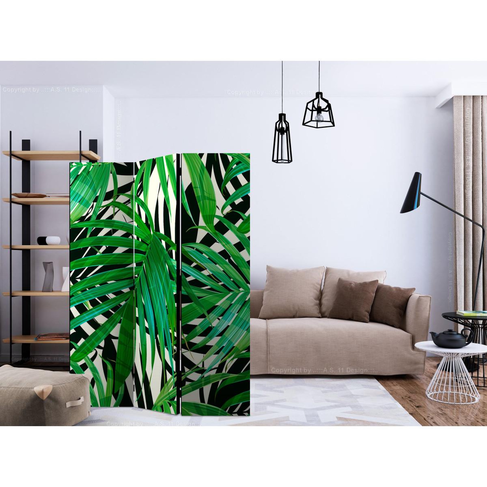 Voir la diapositive 2 : Paris Prix Paravent 3 volets  tropical leaves  135x172cm