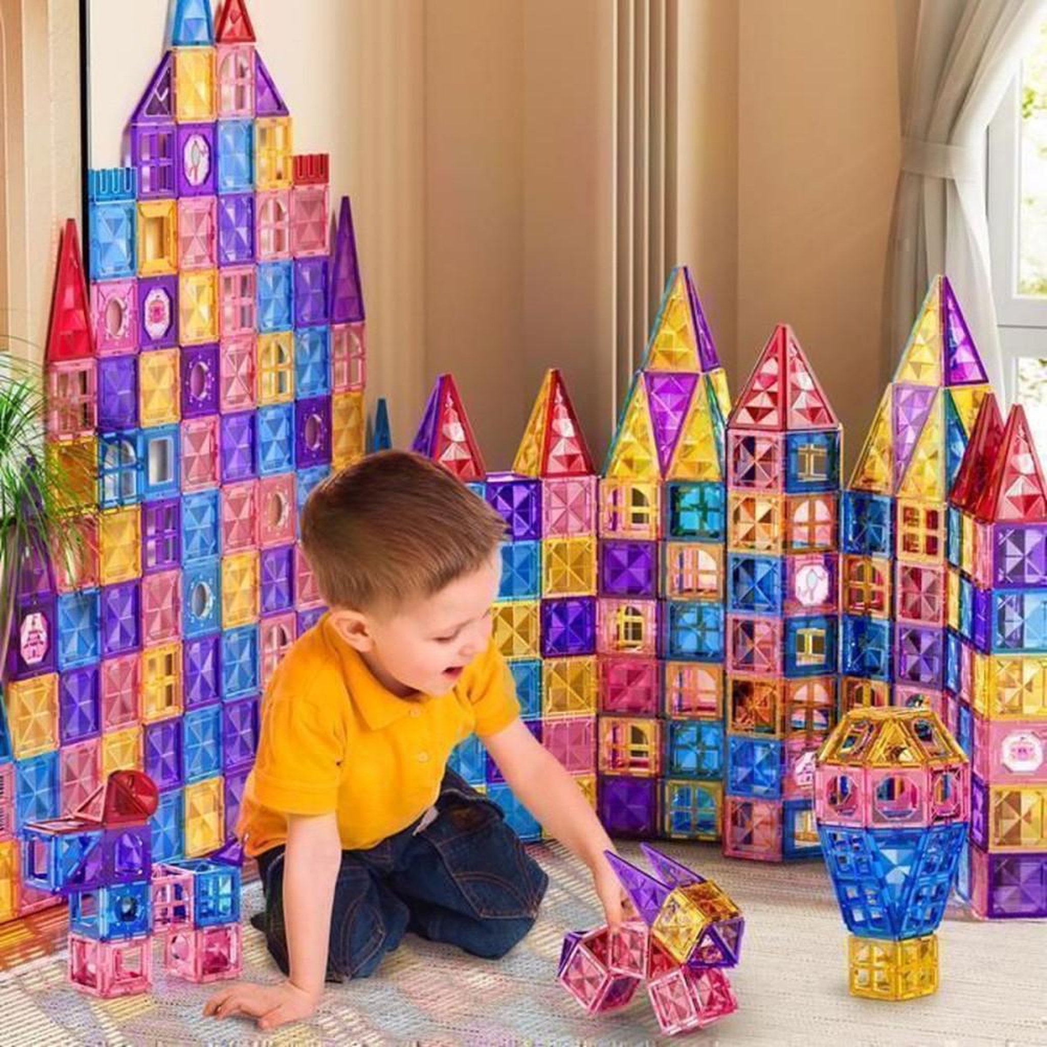 Voir la diapositive 5 : Set de blocs de construction magnétiques éducatifs 97 pièces multicolores STEM pour enfants 3 à 12 ans