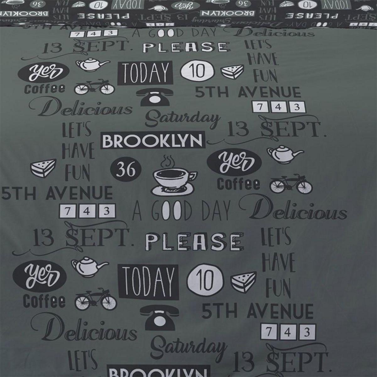 Dourev Housse de couette 240x220 Yes + 2 taies coton 52 fils