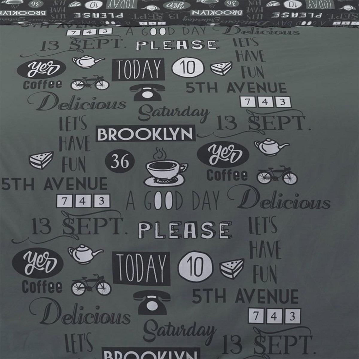 Dourev Housse de couette 240x220 Yes + 2 taies coton 52 fils