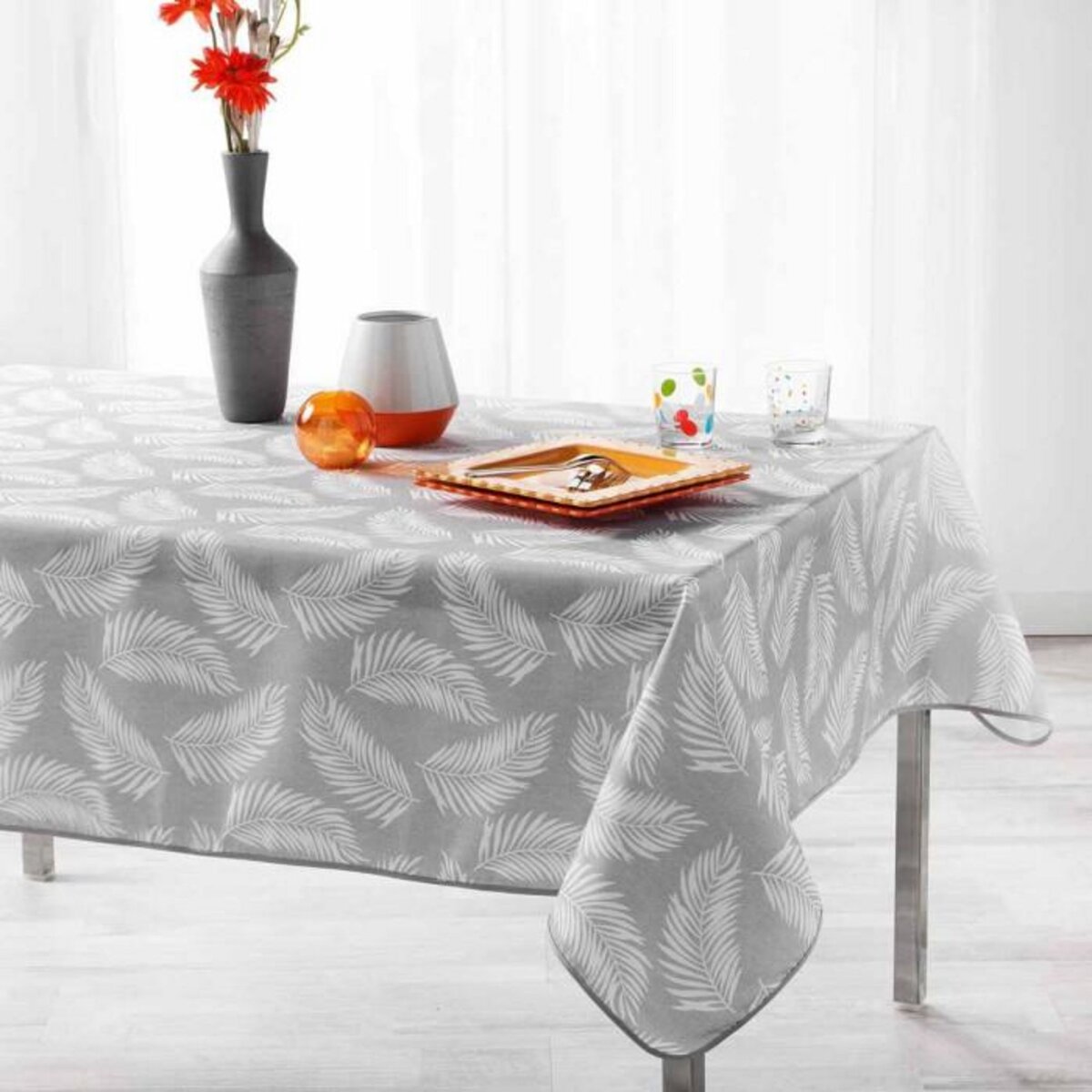 Paris Prix Nappe Déco Imprimée  Lifette  150x240cm Gris