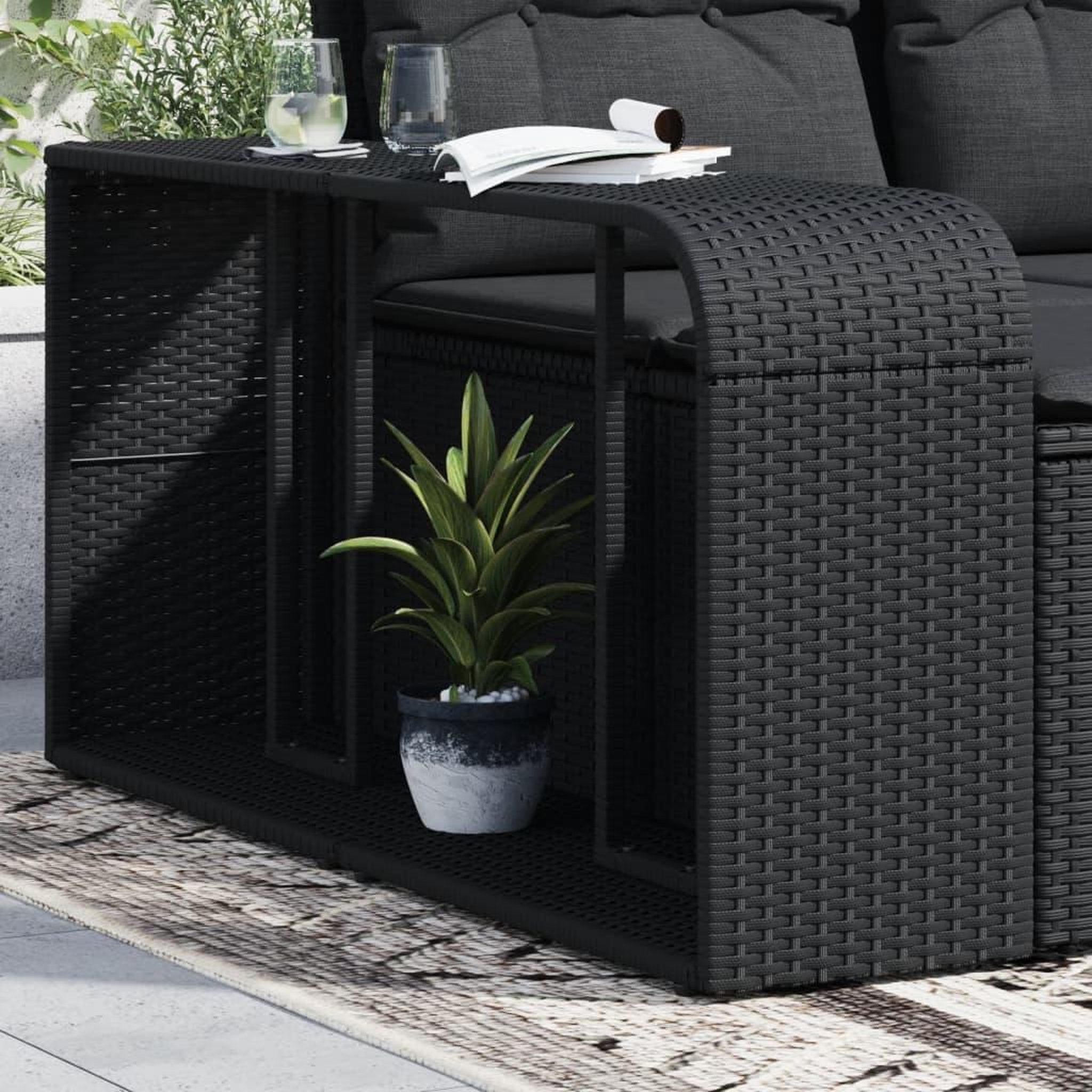 VIDAXL Etageres de rangement 2 pcs noir resine tressee