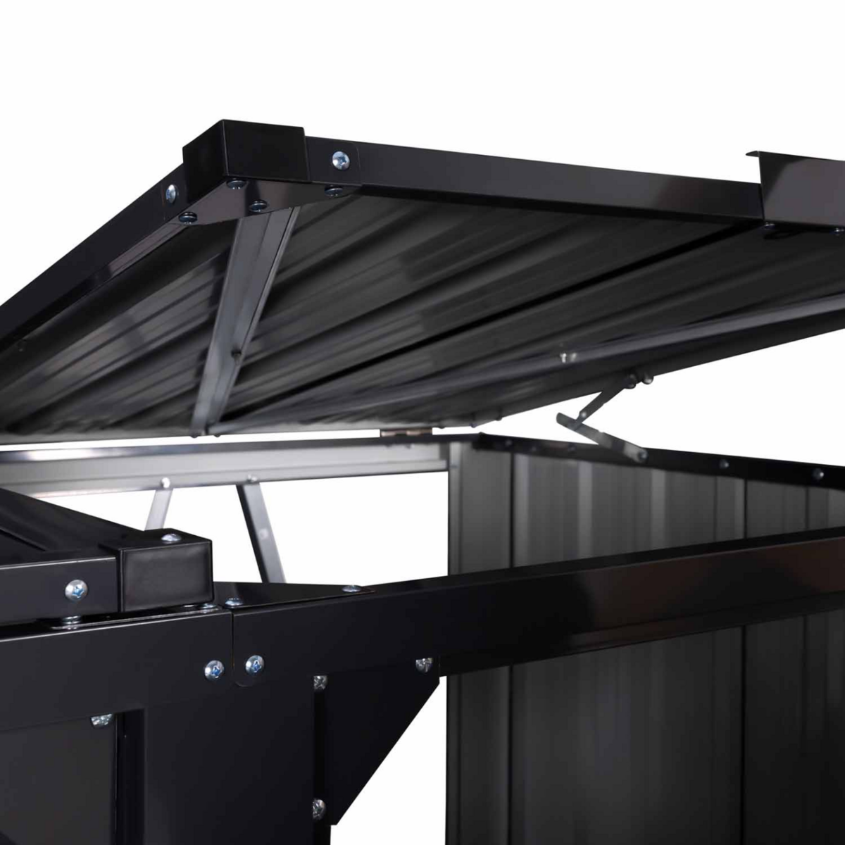 ID MARKET Cache poubelle double en acier gris anthracite