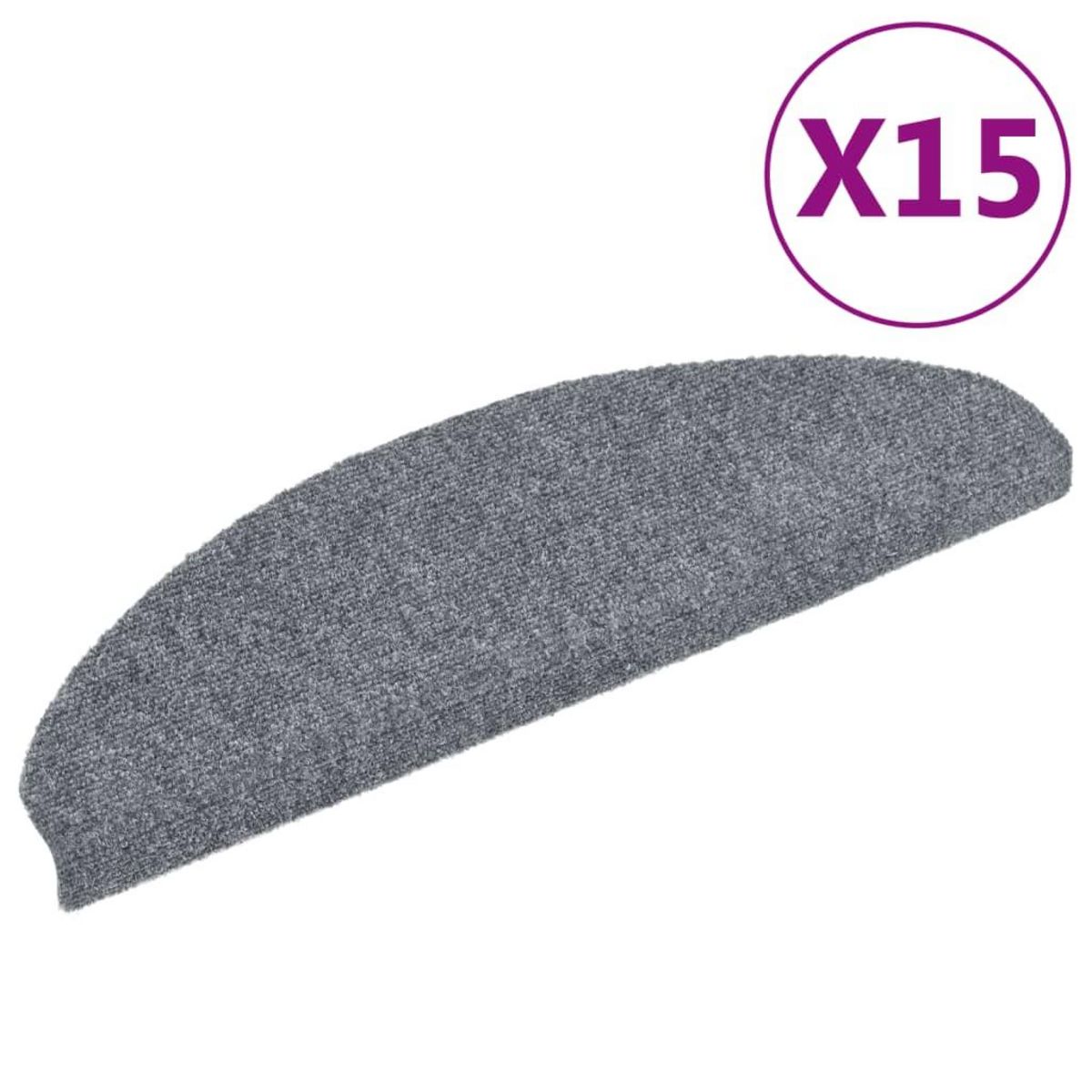VIDAXL Tapis d'escalier auto-adhesif 15 pcs 65 x 21 x 4 cm Gris clair