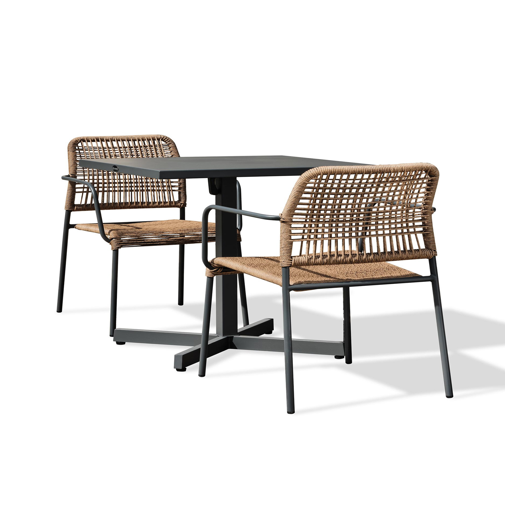 DCB GARDEN Ensemble repas de jardin en acier  (2 places)