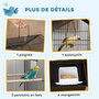 Voir la diapositive 6 : PAWHUT Cage à oiseaux design maison mangeoires perchoirs balançoire grande porte 8 trappes plateau déjection