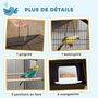 Voir la diapositive 6 : PAWHUT Cage à oiseaux design maison mangeoires perchoirs balançoire grande porte 8 trappes plateau déjection