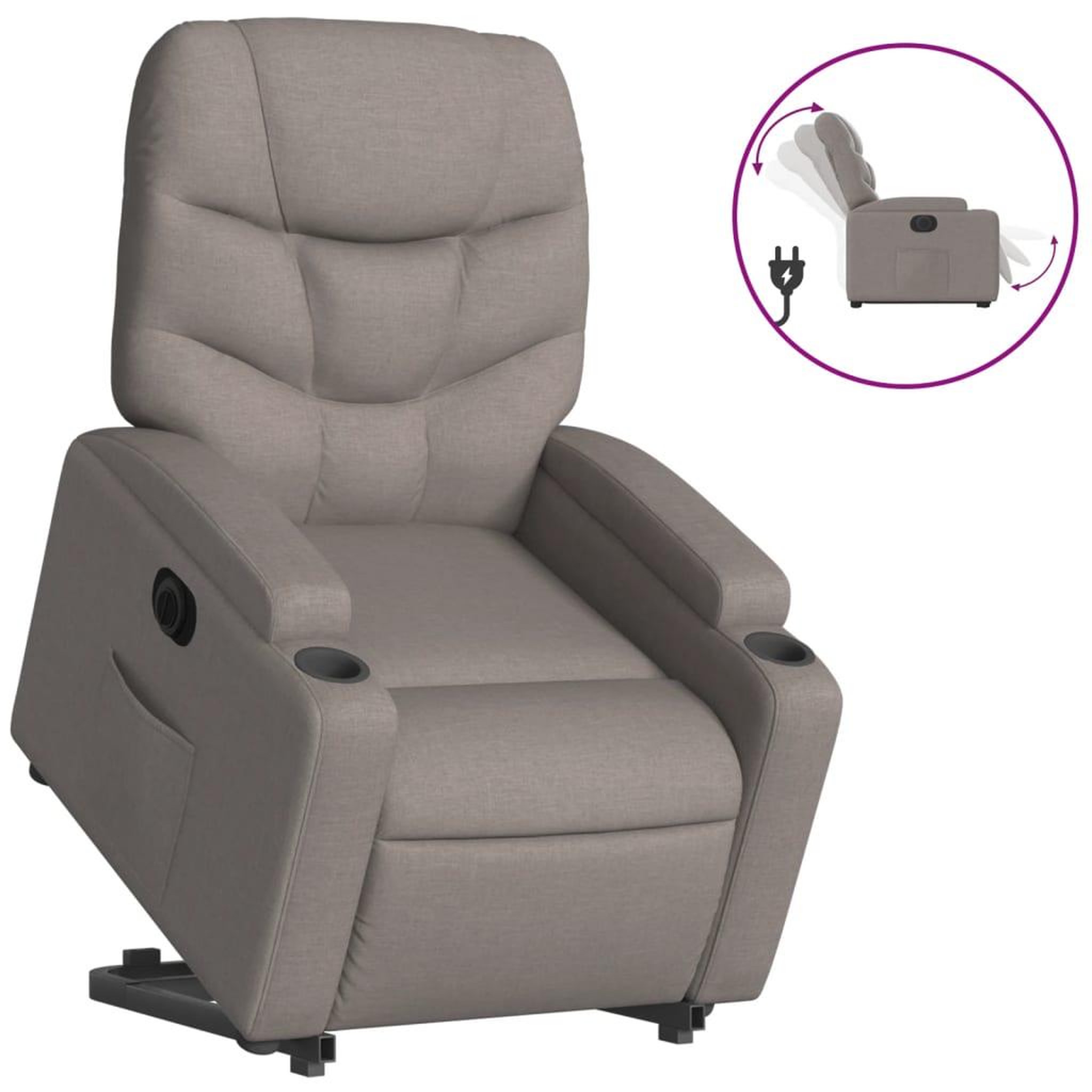 Voir la diapositive 2 : VIDAXL Fauteuil inclinable electrique taupe tissu