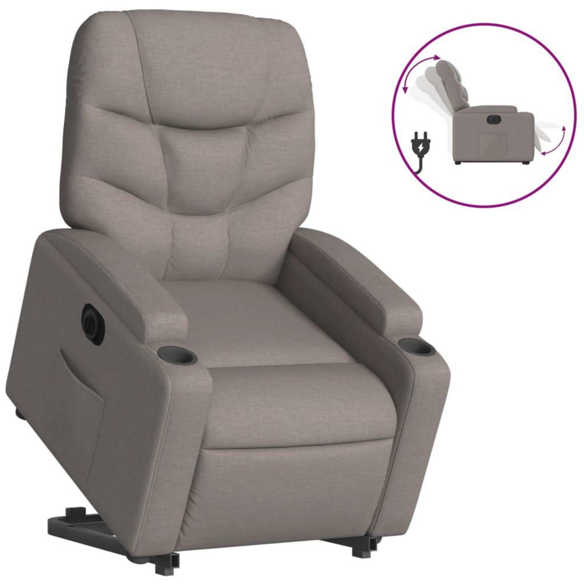VIDAXL Fauteuil inclinable electrique taupe tissu
