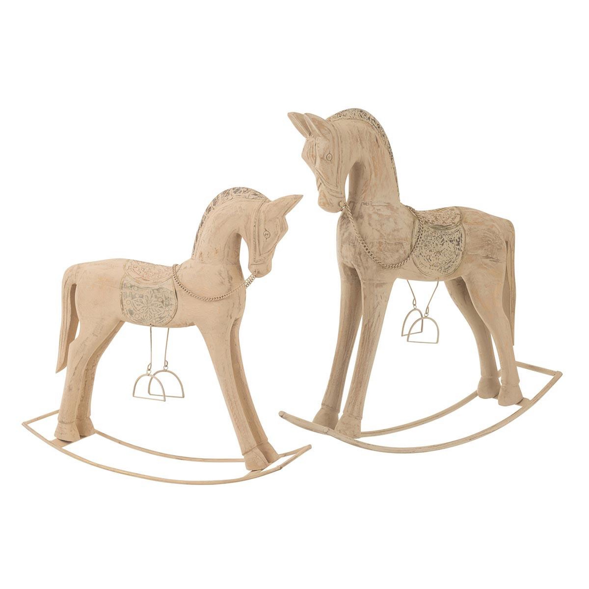 Voir la diapositive 2 : J-LINE Cheval à bascule en bois  wiley  64cm naturel