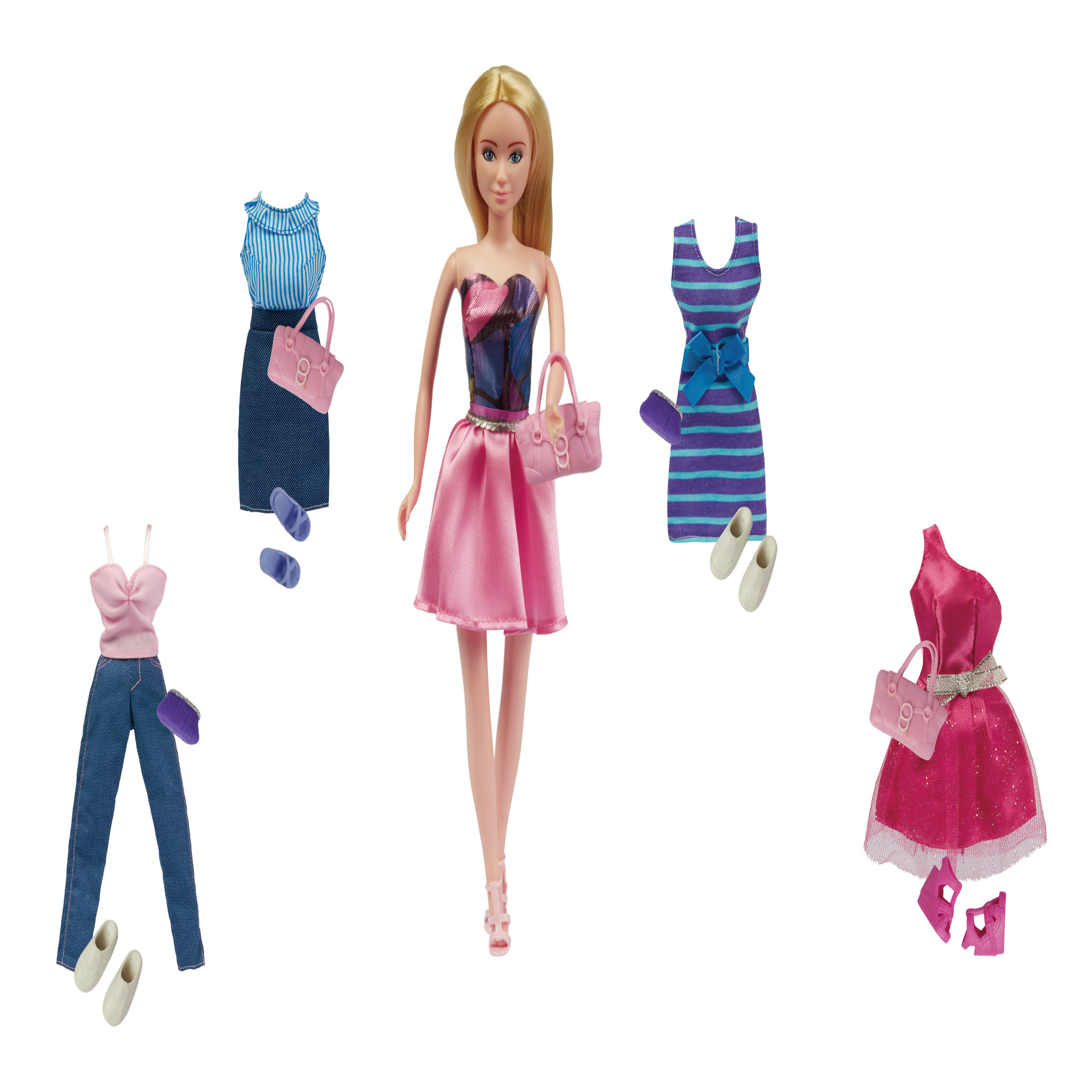 Voir la diapositive 1 : One Two Fun Mon joli dressing avec poupée et 4 tenues + accessoires