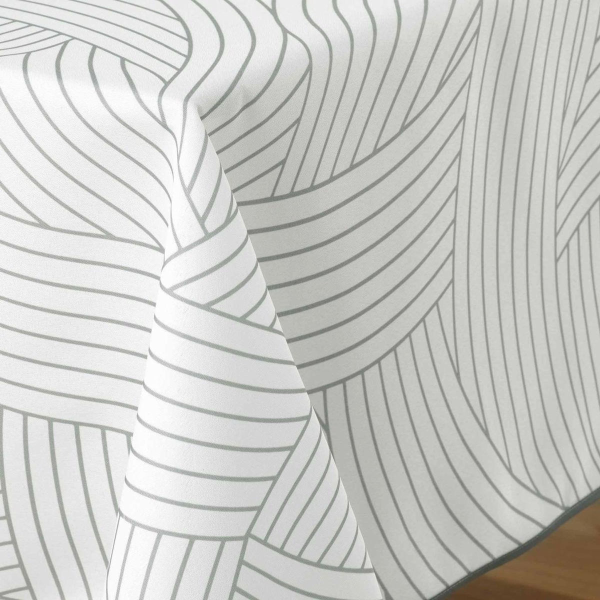 Paris Prix Nappe Antitache Imprimé  Linea  150x150cm Blanc