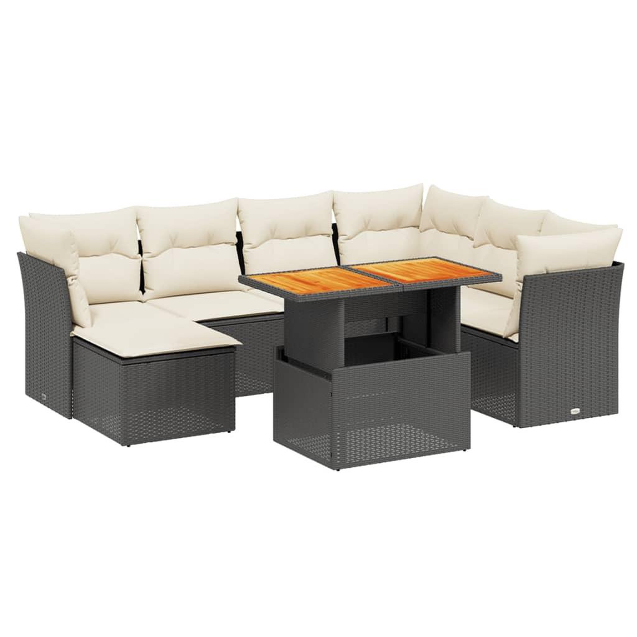 Voir la diapositive 2 : VIDAXL Salon de jardin 8 pcs avec coussins noir resine tressee