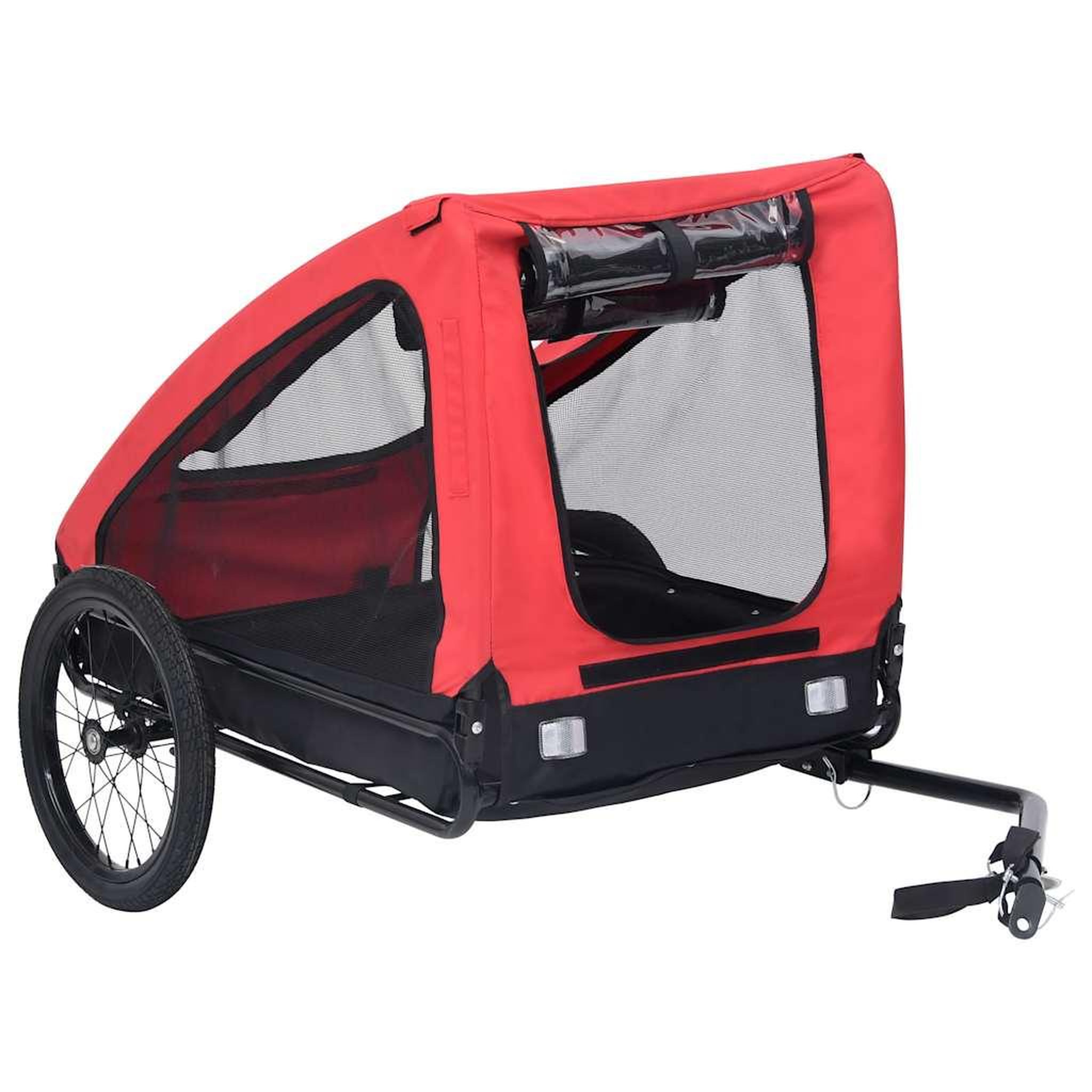 Voir la diapositive 2 : VIDAXL Remorque de velo pour animaux de compagnie rouge et noir