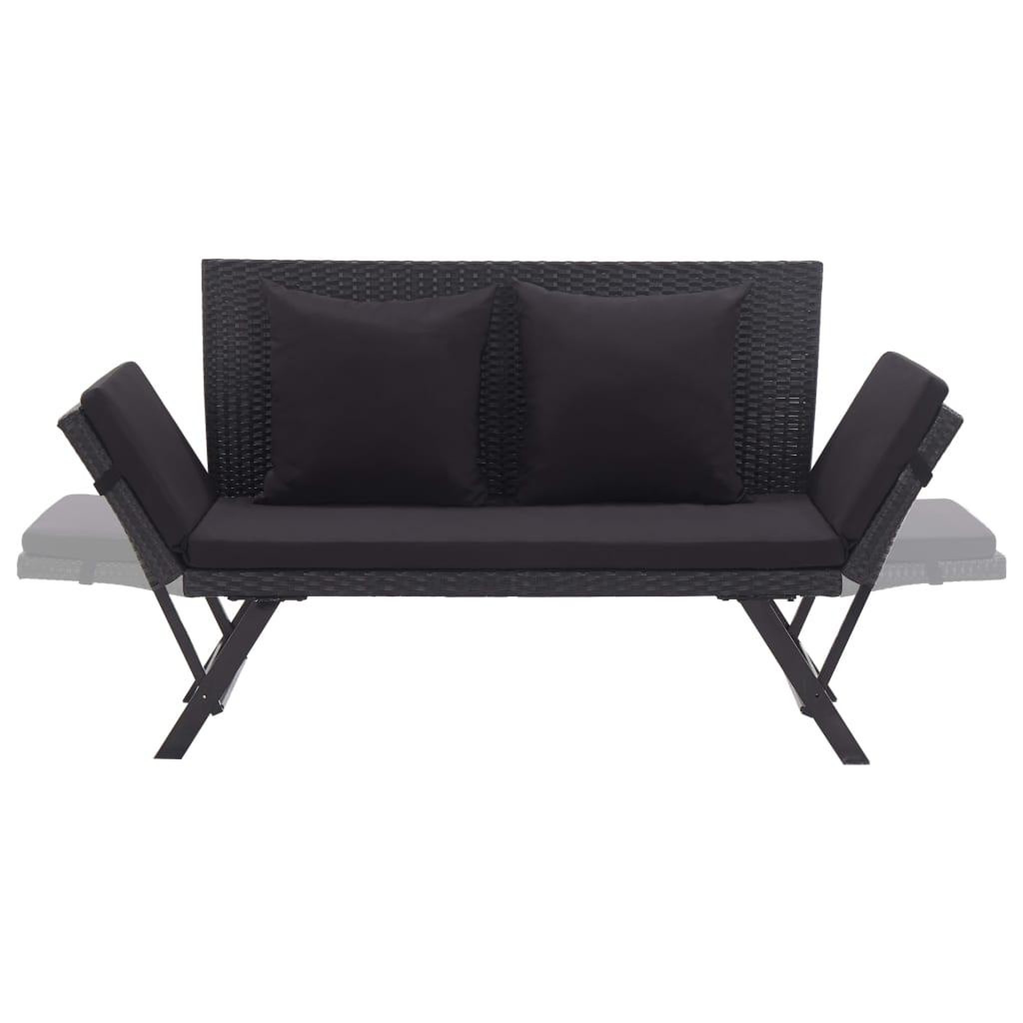 Voir la diapositive 5 : VIDAXL Banc de jardin avec coussins 176 cm Noir Resine tressee