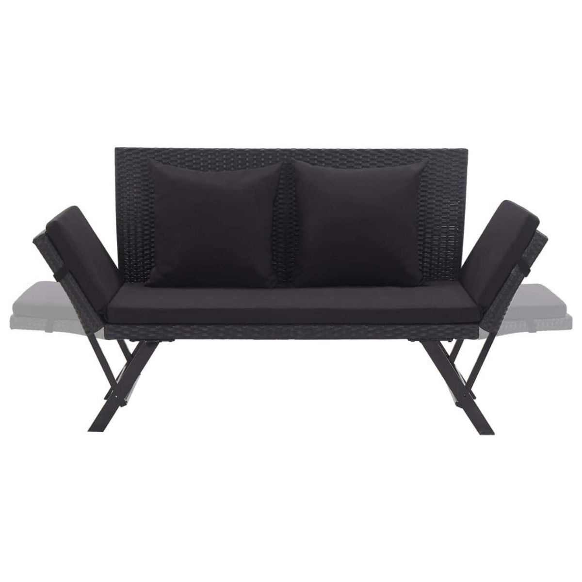 VIDAXL Banc de jardin avec coussins 176 cm Noir Resine tressee