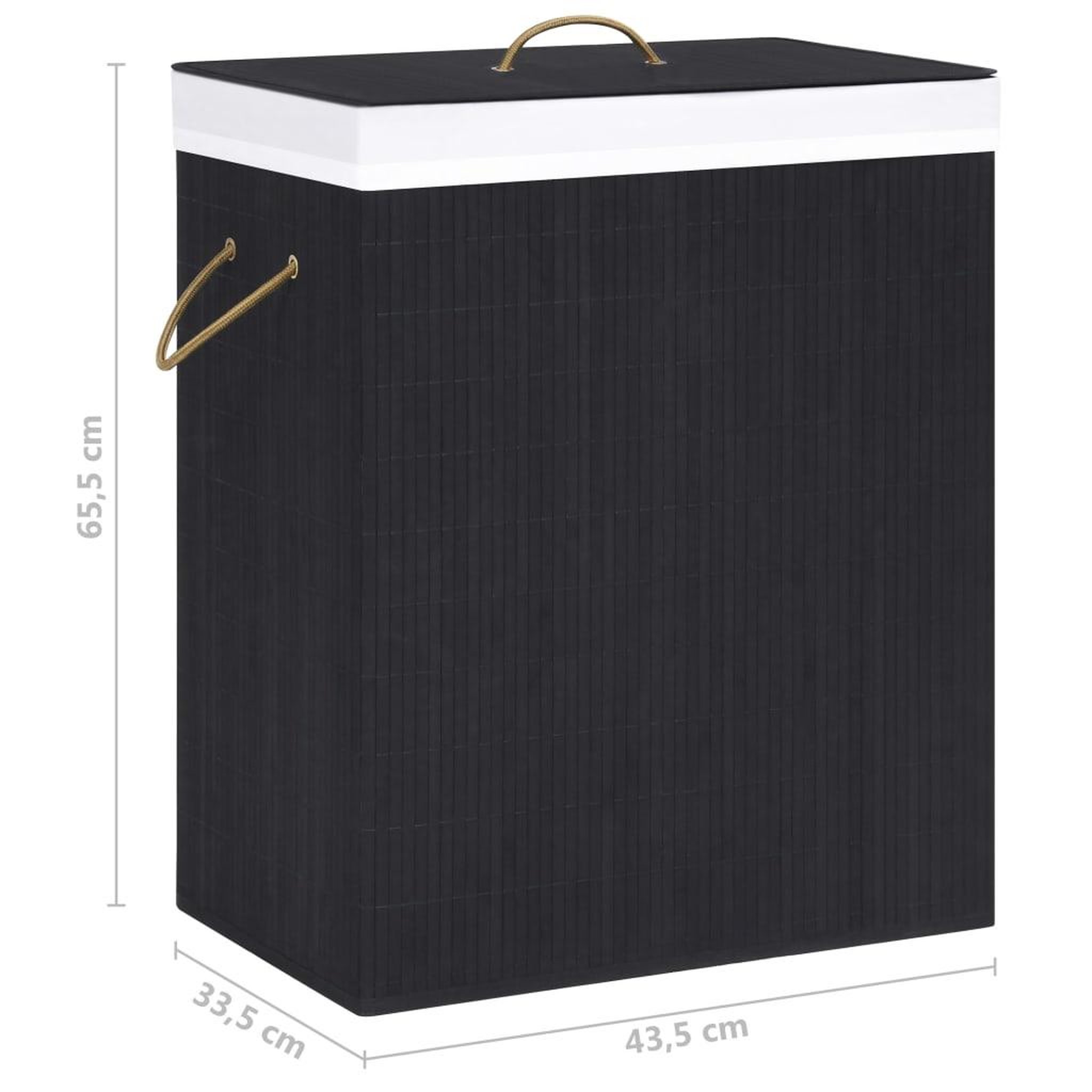Voir la diapositive 6 : VIDAXL Panier a linge avec une seule section bambou noir 83 L