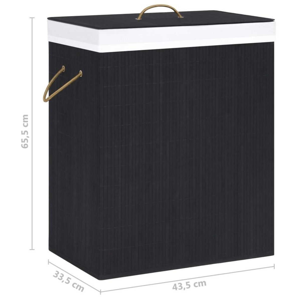 VIDAXL Panier a linge avec une seule section bambou noir 83 L