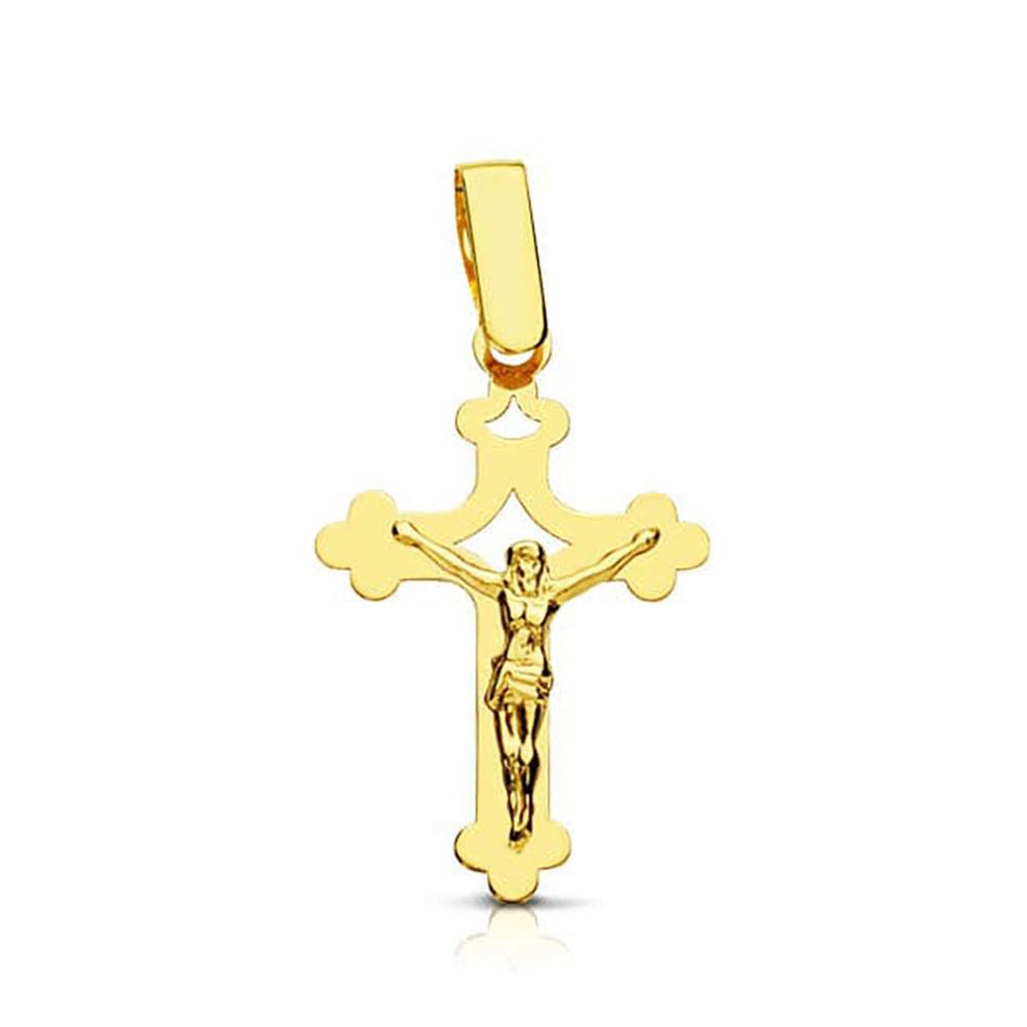 L'ATELIER D'AZUR Pendentif  - Médaille Christ sur la Croix Or 18 Carats 750 Jaune - Chaine Offerte