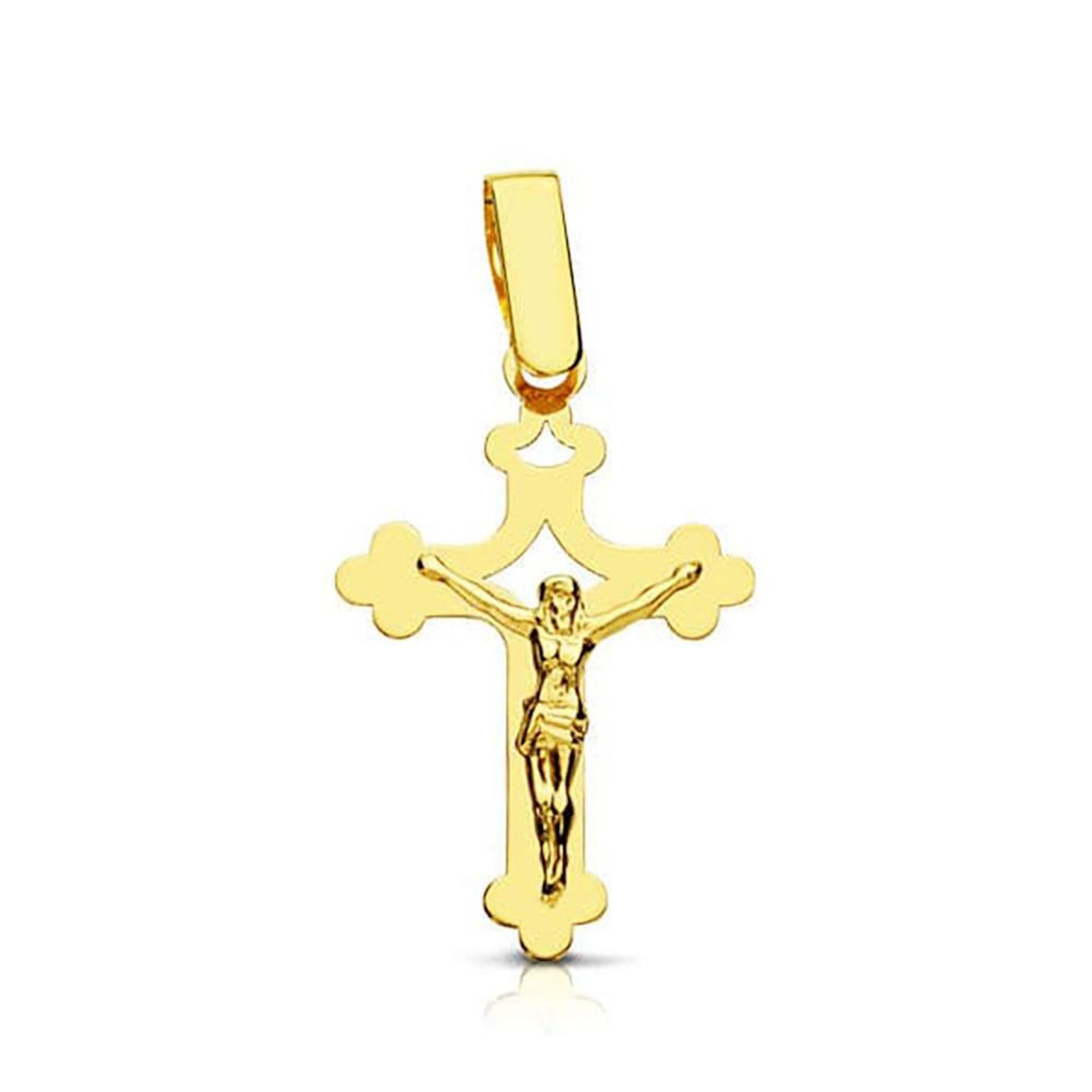 L'ATELIER D'AZUR Pendentif  - Médaille Christ sur la Croix Or 18 Carats 750 Jaune - Chaine Offerte