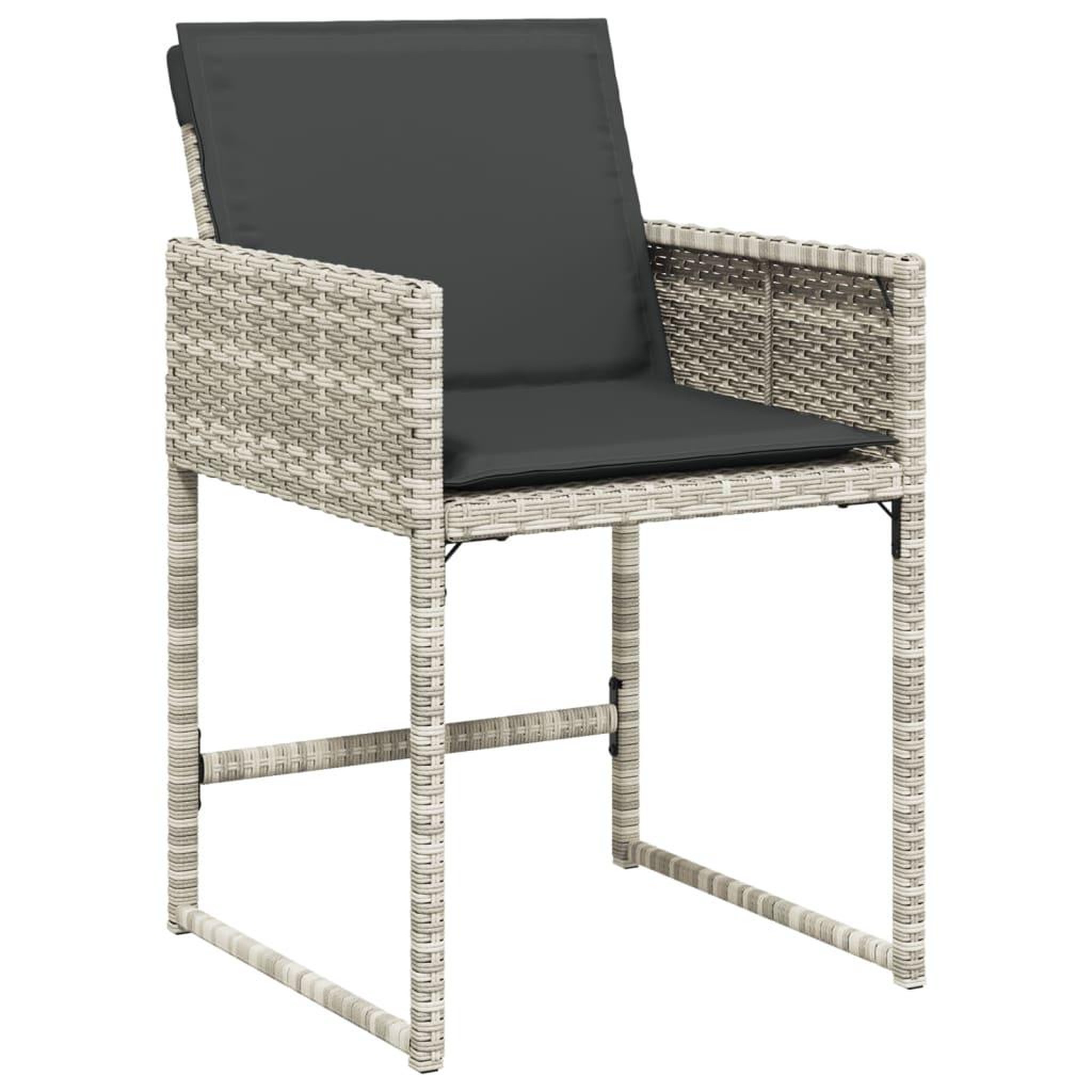 Voir la diapositive 5 : VIDAXL Ensemble a manger de jardin 11pcs avec coussins gris poly rotin