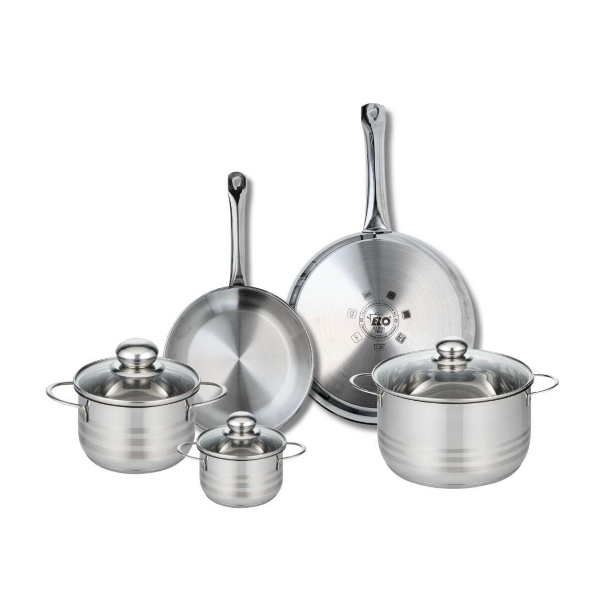 ELO Ensemble de 2 Poêles de cuisson 24 et 28 cm et 3 faitouts 12, 16 et 24 cm Elo Profi Brillant