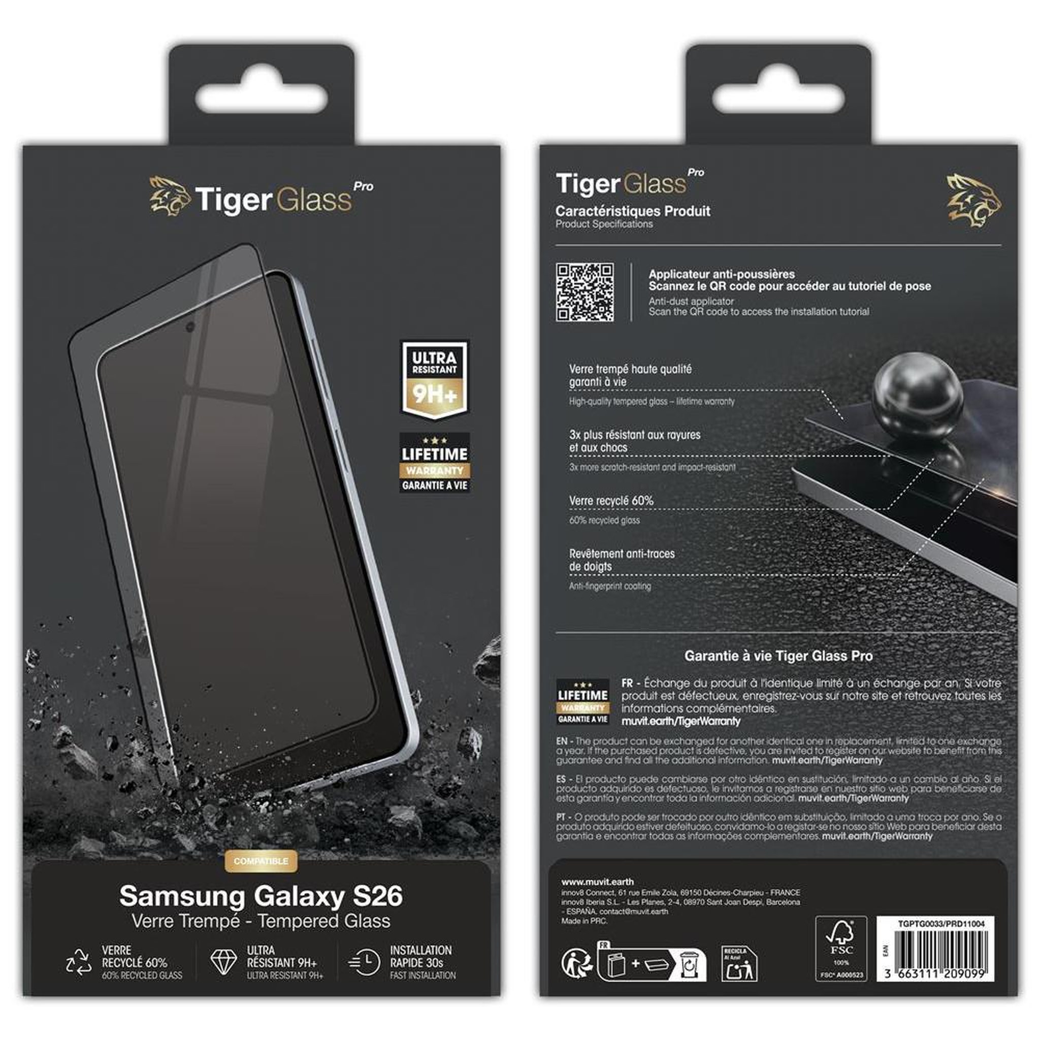 TIGER GLASS Film de protection écran en verre trempé 9h+ transparent pour samsung galaxy s26