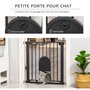 Voir la diapositive 6 : PAWHUT Barrière de sécurité animaux de 76H cm barrière chien chat avec porte fermeture automatique système de double verrouillage fixation par pressionde de 75 à 82 cm acier et ABS noir